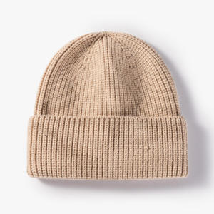 Bonnet tricoté personnalisé en laine, couleur unie, avec broderie de logo simple, pour l'automne et l'hiver, vente en gros, mode et loisirs - Product Image 6