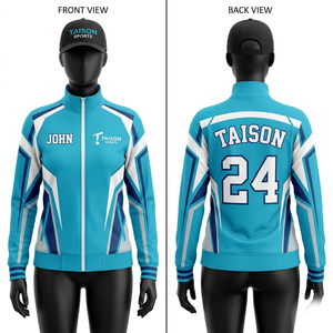 เสื้อแจ็คเก็ตฝึกซ้อมซอฟต์บอล พรีเมียม 260 GSM โพลีเอสเตอร์ อินเตอร์ล็อค สีเขียวนีออน ดำ แต่งแผง พร้อมโลโก้แบบซับลิเมชั่นตามสั่ง - Product Image 2