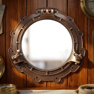 Decoración de Pared con Forma de Ojo de Buey, Marco de Ventana Redondo Decorativo de Aluminio Estilo Marítimo Vintage para el Hogar, Casa de Playa, Sala de Estar - Product Image 2
