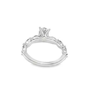 Anillo de Oro Blanco Sólido de 14K RB GEMS con Acento de Moissanita, Claridad VS1, Corte Oval Marquise, Bañado en Rodio, Moderno - Product Image 2