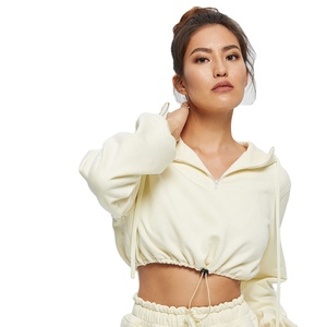 เสื้อครอปท็อปมีฮู้ดสำหรับผู้หญิง OEM 2026 แฟชั่นเสื้อสเวตเชิ้ตผ้าฟลีซแบบสวมหัว  รุ่นใหม่  รับสกรีนโลโก้ตามแบบ - Product Image 1