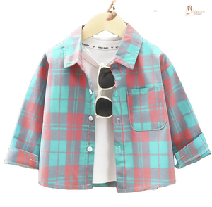 Chemise à carreaux de haute qualité pour garçons, enfants, logo personnalisable ODM, manches longues, col rond, décontractée, unisexe, tricotée, 100% coton, séchage rapide - Product Image 1