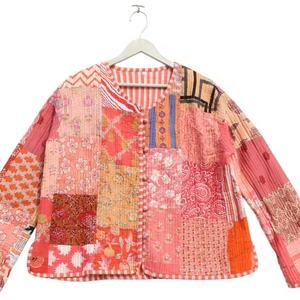 มาใหม่เย็บปะติดปะต่อกันผ้าแจ็คเก็ตอินเดียทําด้วยมือแพทช์ทํางานแจ็คเก็ตเสื้อBohoเสื้อสําหรับผู้หญิง - Product Image 1