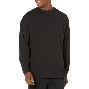 <b>Mens</b> Solid Long Sleeve Oversized Jersey <b>T</b>-<b>Shirt</b> Organic Cotton Breathable Midweight Crew Neck Tee Eco-Friendly Relaxed Fit - Product Image 3