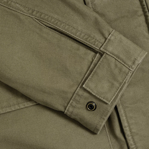 <b>Men's</b> Olive Green Canvas Safari <b>Jacket</b> Stand Collar Zipper Closure Workwear Style Regular Fit Solid Color <b>Long</b> Sleeve - Product Image 3
