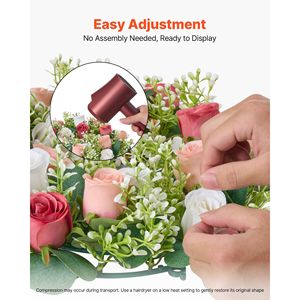 10 pezzi corona di Rose artificiali di 14 pollici di diametro rosa finto rosa bianco centrotavola per la festa della mamma di San Valentino - Product Image 5
