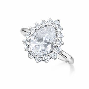 Anillo de Plata de Ley 925 con Zirconia Cúbica en Forma de Pera y Halo, Romántico, para Mujer, Chapado en Rodio, Ideal para Regalo de Compromiso, Boda o Fiesta, Venta al Por Mayor - Product Image 3