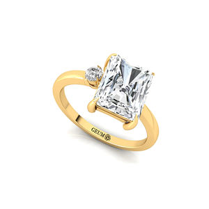 Bague de fiançailles et de mariage en or 14K/18K avec diamant solitaire de laboratoire jaune taille émeraude 8,5x6 mm, D VVS 2 carats, certifié IGI - Product Image 2