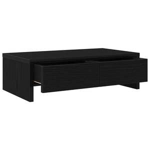 Support d'écran en bois d'ingénierie Black Oak 50x27x15 cm avec tiroirs, organisateur de bureau et de tiroirs noir - Product Image 5
