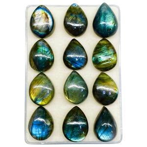Pierre précieuse cabochon en labradorite naturelle, forme poire, 20 mm, labradorite chatoyante, pierres précieuses en vrac, prix de gros, pour la fabrication de bijoux - Product Image 1