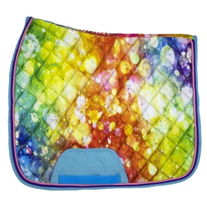 Almohadillas de sillín de salto de satén de diseño personalizado de alta calidad hermosas almohadillas de sillín Euro Cavall con sublimación de arco iris - Product Image 2