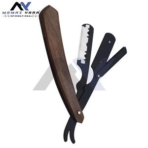 Rasoir droit professionnel à manche en bois naturel, lame interchangeable, logo personnalisé, rasoir de rasage haut de gamme pour salon de coiffure - Product Image 5