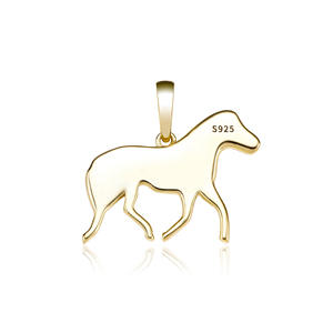 Pendentif Cheval en Argent 925 Plaqué Or 18K avec Strass en Cristal, Bijou de Luxe Thème Animal pour Femme, Coupe Ronde Brillante - Product Image 5