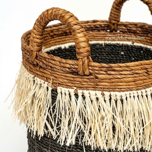 Ensemble de 3 paniers de rangement multifonctionnels en banane tressée écologiques – Paniers à linge élégants pour la décoration intérieure et l'usage végétal - Product Image 2