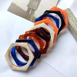 Vintage Colorful Resin <b>Acrylic</b> Luxury Resin Bangles for Women Wedding Gift Crescent Crafts Home Decoration - Product Image 3