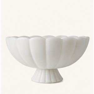 Cuenco de Pedestal Festoneado de Mármol Blanco, Lujoso Cuenco de Piedra Acanalado para Servir Frutas, Centro de Mesa Moderno para Sala de Estar - Product Image 6