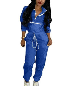 Ensemble 2 pièces tendance 2026 pour femme : coupe-vent bleu, veste pull demi-zip et pantalon cargo jogger – Survêtement décontracté streetwear - Product Image 6