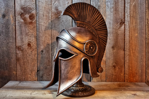 Casque de guerrier spartiate grec en métal, style corinthien antique, réplique historique, objet décoratif de collection pour la maison avec support - Product Image 4