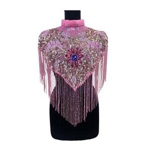High Quality Handmade Heavy Designer 100% Polyester Floral Sequins Beaded Anti-Wrinkle <b>Poncho</b> <b>Cape</b> Blouse Women Party Fashion - Product Image 1
