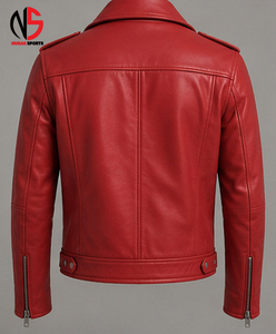 High Quality Premium Genuine Leather <b>Jacket</b> <b>Red</b> Men's/Women Mandarin Collar Slim Fit <b>Waterproof</b> Breathable Winter Nurak 2026 - Product Image 2