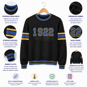 เสื้อสเวตเชิ้ตคอกลม Cosh International Sorority Sisterhood พร้อมแถบสีน้ำเงินเหลือง พิมพ์ลายด้านหน้าปี 1922 ทรงปกติสำหรับผู้หญิง ใส่ได้ในฤดูใบไม้ร่วง - Product Image 6