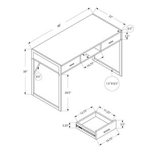 Contemporary Modern 48\"L Home Office <b>Computer</b> <b>Desk</b> with <b>White</b> Laminate Grey Metal Featuring Storage Drawers for Work Laptop - Product Image 4