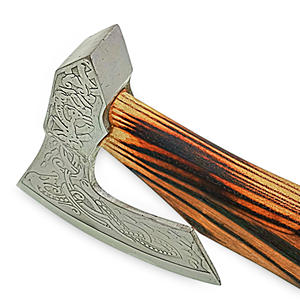 Tomahawks à tête gaufrée en acier inoxydable à haute teneur en carbone 1095, qualité industrielle, avec manche en bois pour le camping, la découpe en extérieur et le bricolage - Product Image 2