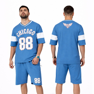 ชุดเสื้อผ้ากีฬาผู้ชายขายส่งปี 2026 เสื้อยืด กางเกงขาสั้น ชุด 2 ชิ้น ชุดลำลอง ชุดกีฬา รับสกรีนโลโก้ ชุดวอร์มฤดูร้อน - Product Image 1