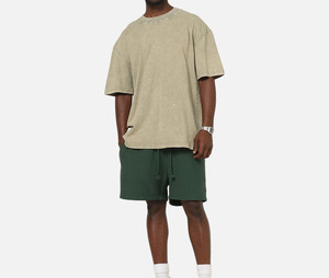 Camiseta Extra Grande para Hombre, Color Verde Oliva Claro, Estilo Vintage Lavado, Corte Holgado de Verano, Camiseta Personalizada al por Mayor OEM - Product Image 1