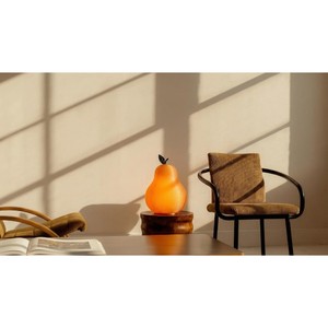 Minimalist Glass Pear Shape Table <b>Lamp</b> With Orange Coated Finish For Decorative Purpose - Product Image 3