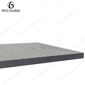 Receveur de douche rectangulaire en pierre avec drain central, design minimaliste pour installation au sol de la salle de bain - Product Image 5
