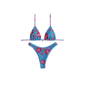 Conjunto de bikini triangular con cuentas naranjas y parte inferior con corte en forma de escalera, conjunto de bikini de dos piezas para mujeres y niñas, traje de baño con escote halter - Product Image 5