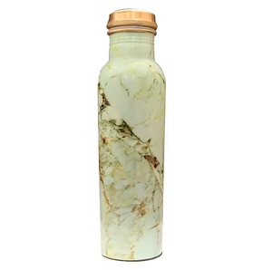 Bouteille d'eau en cuivre à motif marbre blanc, motif pierre de luxe, réutilisable, anti-fuite, design élégant, pour la maison et les voyages - Product Image 1