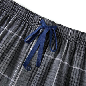 Men's <b>Plaid</b> Cotton Pajama <b>Pants</b> Elastic Waist Drawstring Casual Breathable Lightweight Oxford Fabric Flat Front Pockets Spring - Product Image 5