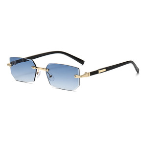 Lunettes de soleil rectangulaires sans monture Lmamba 1583 Classic Brand, métalliques, pour femmes et hommes, lunettes de soleil de créateur. - Product Image 5