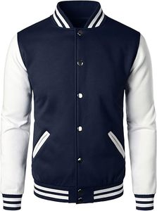 High Quality Men's Varsity Jackets Thin <b>Stand</b> Collar Light <b>Weight</b> Winter Wool Body Leather Sleeve Best Design Plain Fabric Front - Product Image 1