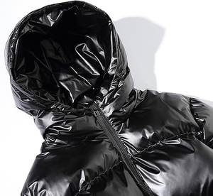 Men's Black Hooded Puffer Jacket Windproof <b>Thick</b> Polyester Bomber Wadding Casual <b>Winter</b> <b>Coat</b> with Zipper Closure Parka Jacket - Product Image 5