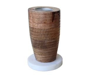 Brûleur d'encens en bois nervuré en gros, encensoir de luxe en bois de manguier avec base en marbre, décoration moderne pour la maison et le bureau - Product Image 1