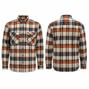 Chemise de travail en coton ignifuge à carreaux bicolores, style western, résistante et robuste, avec boutons-pression, idéale pour la soudure - Product Image 1