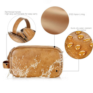 High Quality Luxury travel toiletry bag grooming organizer with leather construction for toiletries and accessories for sale - Product Image 6