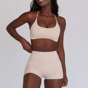 Women's Seamless High-Rise Bra <b>Set</b> With Y-Line Straps Solid Color Wire-Free Underwear <b>Sexy</b> Two Piece Lingerie - Product Image 5