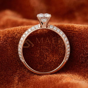 Rose Gold Plated Marquise Cut Engagement <b>Ring</b> Women Double Pave Band Milgrain American Diamond <b>CZ</b> Wedding <b>Ring</b> - Product Image 3