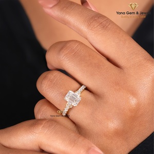Bague de mariage moderne en or massif 14 carats, forme émeraude, 1,50 carat, couleur F, clarté VVS2, diamant cultivé en laboratoire certifié IGI CVD - Product Image 3