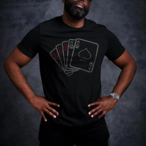 เสื้อยืดวิ่งดีไซน์โลโก้ราคาโรงงานสุดคุ้ม ทรงเข้ารูปลำลอง ประดับเพชร แห้งเร็ว เรียบง่าย เสื้อยืดผู้ชายประดับเพชร - Product Image 2