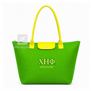 Custom Chi Eta Phi Sorority Tote bag green and yellow Embroidered Logo Daily Use Large Capacity leather Tote bag for female - Product Image 1