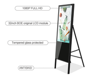Solution d'affichage numérique publicitaire pour application intérieure, écran LCD de 32 pouces, lecteur vidéo Android avec support portable