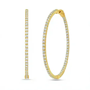 Pendientes de Aro con Diamantes Cultivados en Laboratorio, con Pavé Completo por Dentro y por Fuera |   Oro Amarillo de 18K |   Certificado IGI de Lujo - Product Image 3