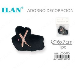 Figurine décorative de lapin ILAN noire 6x7cm en fausse fourrure pour la décoration de la maison - Product Image 3