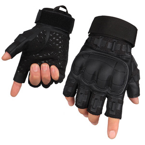 Gants de sport noirs en PU, mi-doigts, longueur poignet, respirants, non doublés, pour usage sportif printemps-été - Product Image 1