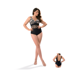 HDJ Plus Size One Piece Swimsuit Tummy Control <b>Conservative</b> Beachwear Sexy Monokini Bathing Suit BZ77036 - Product Image 2